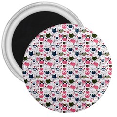 Adorable Seamless Cat Head Pattern01 3  Magnets by TastefulDesigns