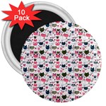 Adorable seamless cat head pattern01 3  Magnets (10 pack)  Front