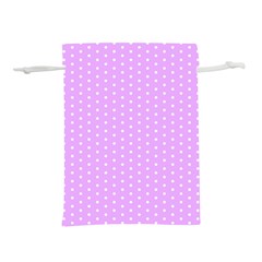 White Polka Dot Pastel Purple Background, Pink Color Vintage Dotted Pattern Lightweight Drawstring Pouch (l) by Casemiro