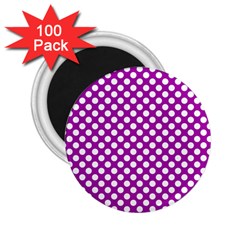 White And Purple, Polka Dots, Retro, Vintage Dotted Pattern 2 25  Magnets (100 Pack)  by Casemiro