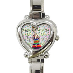 Tan Swimmer Flowerwall Heart Italian Charm Watch by snowwhitegirl