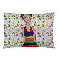 Tan Swimmer Flowerwall Pillow Case by snowwhitegirl