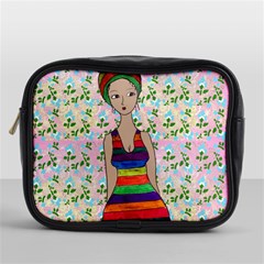 Tan Swimmer Flowerwall Mini Toiletries Bag (one Side) by snowwhitegirl