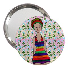 Tan Swimmer Flowerwall 3  Handbag Mirrors by snowwhitegirl