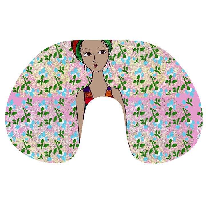 Tan Swimmer Flowerwall Travel Neck Pillow