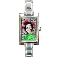 Headphones Girl W Cherries Rectangle Italian Charm Watch by snowwhitegirl