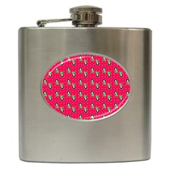 Headphones Girl Pink Red Hip Flask (6 Oz) by snowwhitegirl