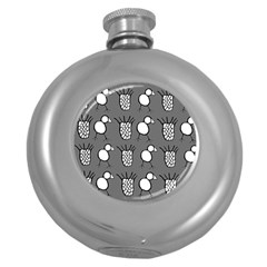 Grey Base, B&w Chpa Pattern Design Round Hip Flask (5 Oz) by CHPALTD