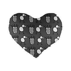 Grey Base, B&w Chpa Pattern Design Standard 16  Premium Heart Shape Cushions by CHPALTD