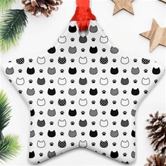 Kitten Head Paw Footprint Seamless Pattern 1 Ornament (star) by TastefulDesigns