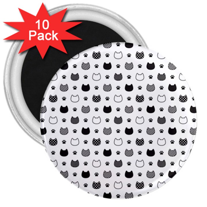 kitten head paw footprint seamless pattern 1 3  Magnets (10 pack) 