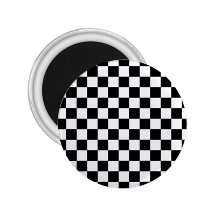 Black and white chessboard pattern, classic, tiled, chess like theme 2.25  Magnets