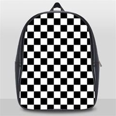 Black And White Chessboard Pattern, Classic, Tiled, Chess Like Theme School Bag (large) by Casemiro