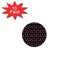 Peach Purple Daisy Flower Black 1  Mini Buttons (10 Pack)  by snowwhitegirl