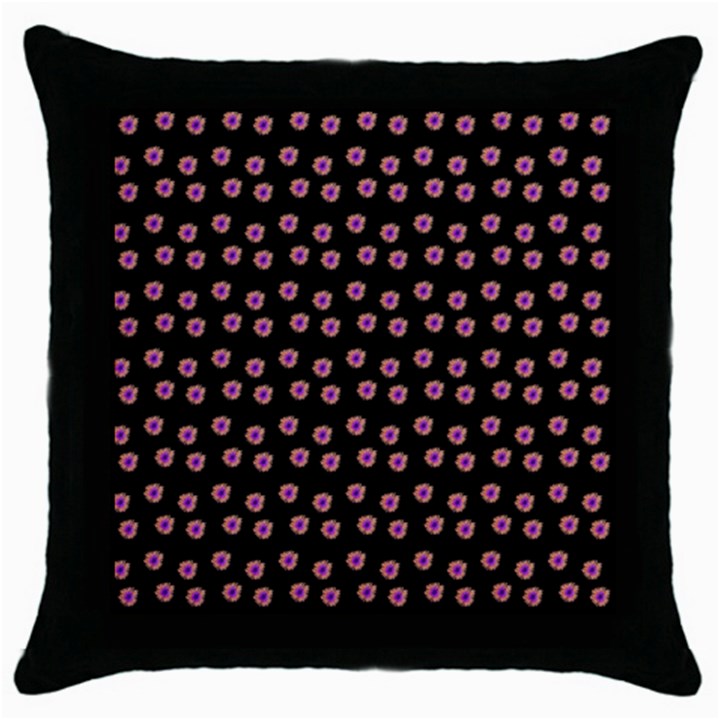 Peach Purple Daisy Flower Black Throw Pillow Case (Black)