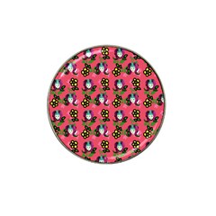 60s Girl Dark Pink Floral Daisy Hat Clip Ball Marker (10 Pack) by snowwhitegirl