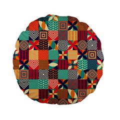 Geometric Mosaic Standard 15  Premium Flano Round Cushions by designsbymallika