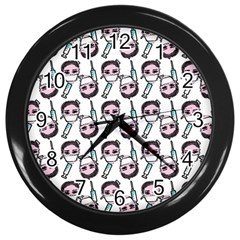 Doctor Pattern White Wall Clock (black) by snowwhitegirl