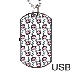 Doctor Pattern White Dog Tag Usb Flash (two Sides) by snowwhitegirl