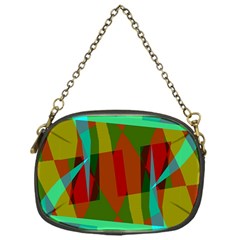 Rainbow Colors Palette Mix, Abstract Triangles, Asymmetric Pattern Chain Purse (one Side) by Casemiro