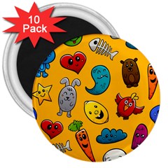 Graffiti Characters Seamless Ornament 3  Magnets (10 Pack)  by Amaryn4rt