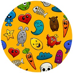 Graffiti Characters Seamless Ornament Wooden Puzzle Round by Amaryn4rt