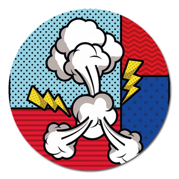 Rays Smoke Pop Art Style Vector Illustration Magnet 5  (Round)