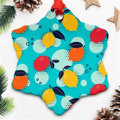 Pop Art Style Citrus Seamless Pattern Ornament (snowflake) by Amaryn4rt