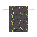 Gray pattern Lightweight Drawstring Pouch (L) Back