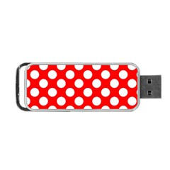 Large White Polka Dots Pattern, Retro Style, Pinup Pattern Portable Usb Flash (one Side) by Casemiro