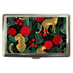 Seamless-pattern-with-leopards-and-roses-vector Cigarette Money Case by Sobalvarro