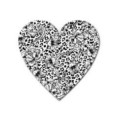 Vector-eclectic-fabric-seamless-pattern-animal-background-with-baroque-ornament Heart Magnet by Sobalvarro