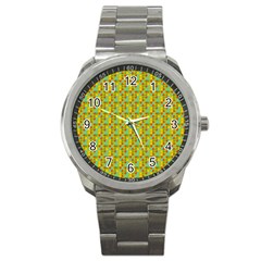 Lemon And Yellow Sport Metal Watch by Sparkle