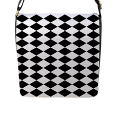 Black And White Rhombus Flap Closure Messenger Bag (l) by ElenaIndolfiStyle