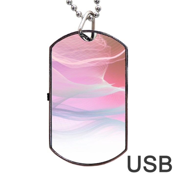 Pink Fractal Dog Tag USB Flash (One Side)