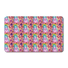 Blue Haired Girl Pattern Pink Magnet (rectangular) by snowwhitegirl