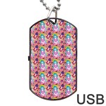 Blue Haired Girl Pattern Pink Dog Tag USB Flash (Two Sides) Back