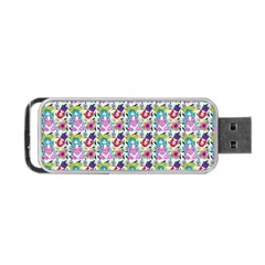 Blue Haired Girl Pattern Blue Portable Usb Flash (one Side) by snowwhitegirl