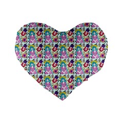 Blue Haired Girl Pattern Blue Standard 16  Premium Heart Shape Cushions by snowwhitegirl