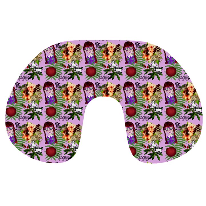 Purple Glasses Girl Pattern Lilac Travel Neck Pillow