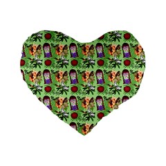 Purple Glasses Girl Pattern Green Standard 16  Premium Heart Shape Cushions by snowwhitegirl