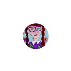 Purple Glasses Girl Wall 1  Mini Magnets by snowwhitegirl