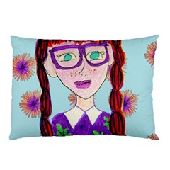 Purple Glasses Girl Wall Pillow Case by snowwhitegirl