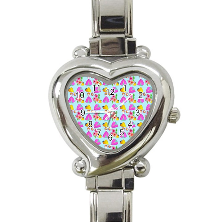 Girl With Hood Cape Heart Lemon Pattern Blue Heart Italian Charm Watch