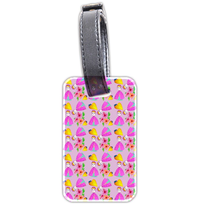 Girl With Hood Cape Heart Lemon Pattern Lilac Luggage Tag (two sides)