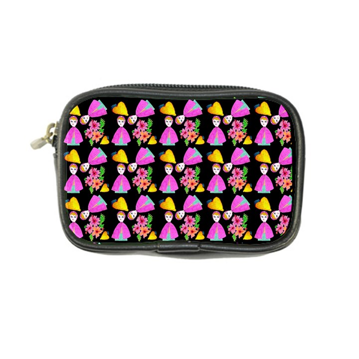 Girl With Hood Cape Heart Lemon Pattern Black Coin Purse