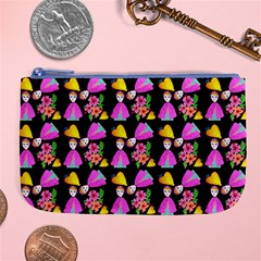 Girl With Hood Cape Heart Lemon Pattern Black Large Coin Purse by snowwhitegirl