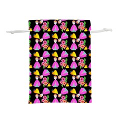 Girl With Hood Cape Heart Lemon Pattern Black Lightweight Drawstring Pouch (l) by snowwhitegirl