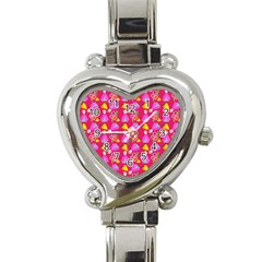 Girl With Hood Cape Heart Lemon Pattern Pink Heart Italian Charm Watch by snowwhitegirl