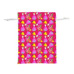 Girl With Hood Cape Heart Lemon Pattern Pink Lightweight Drawstring Pouch (l) by snowwhitegirl